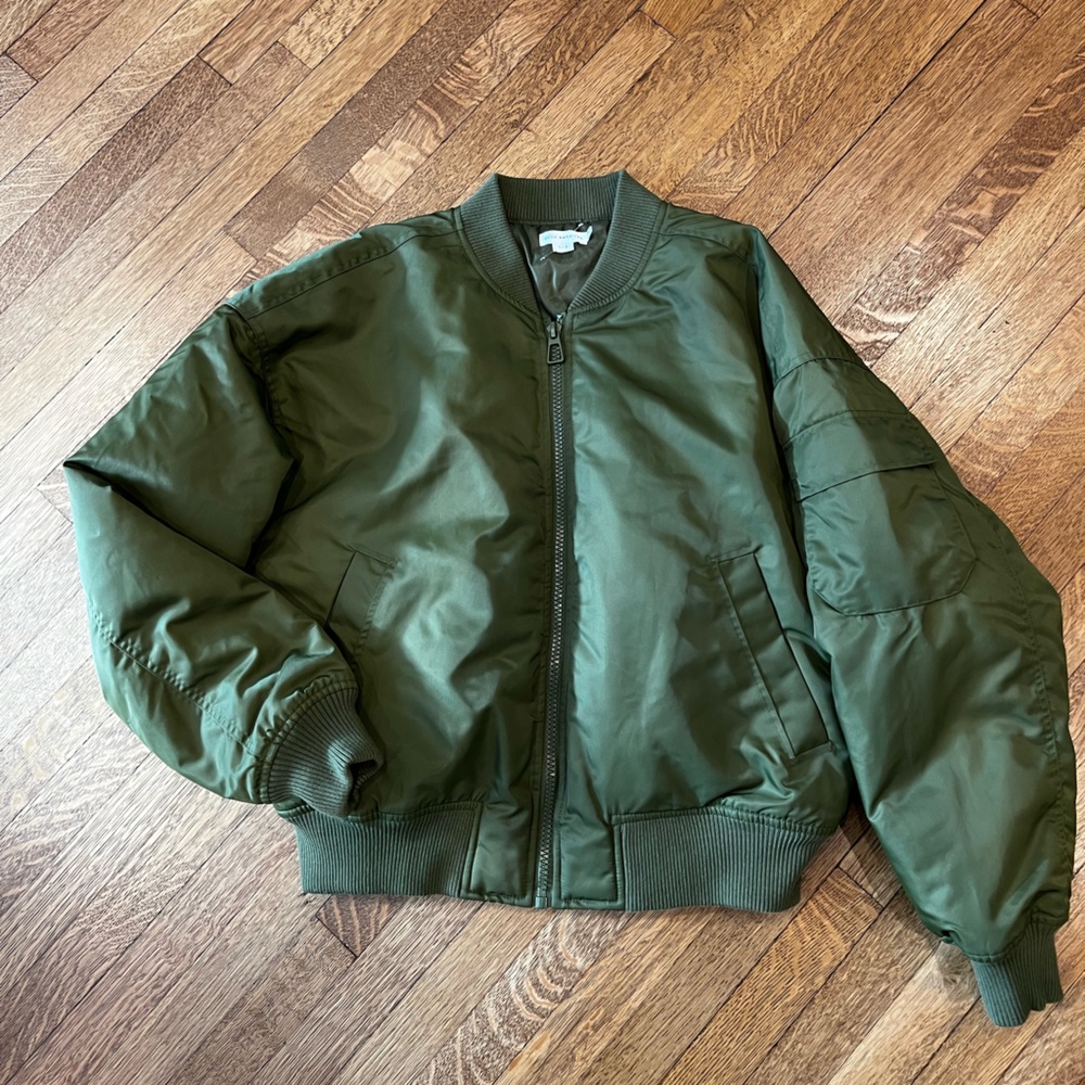Good American Olive Green Bomber Jacket
